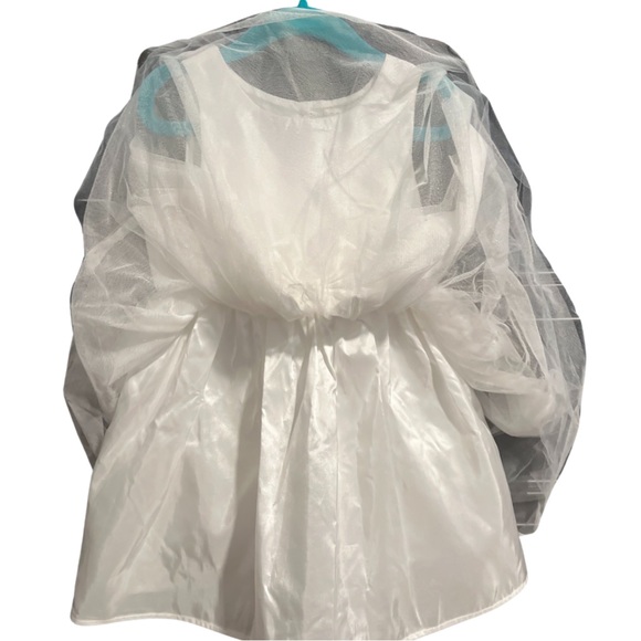 Like New Layered White Tulle & Satin Glitter Formal 3T Dress Formal Flower Girl - Picture 4 of 5